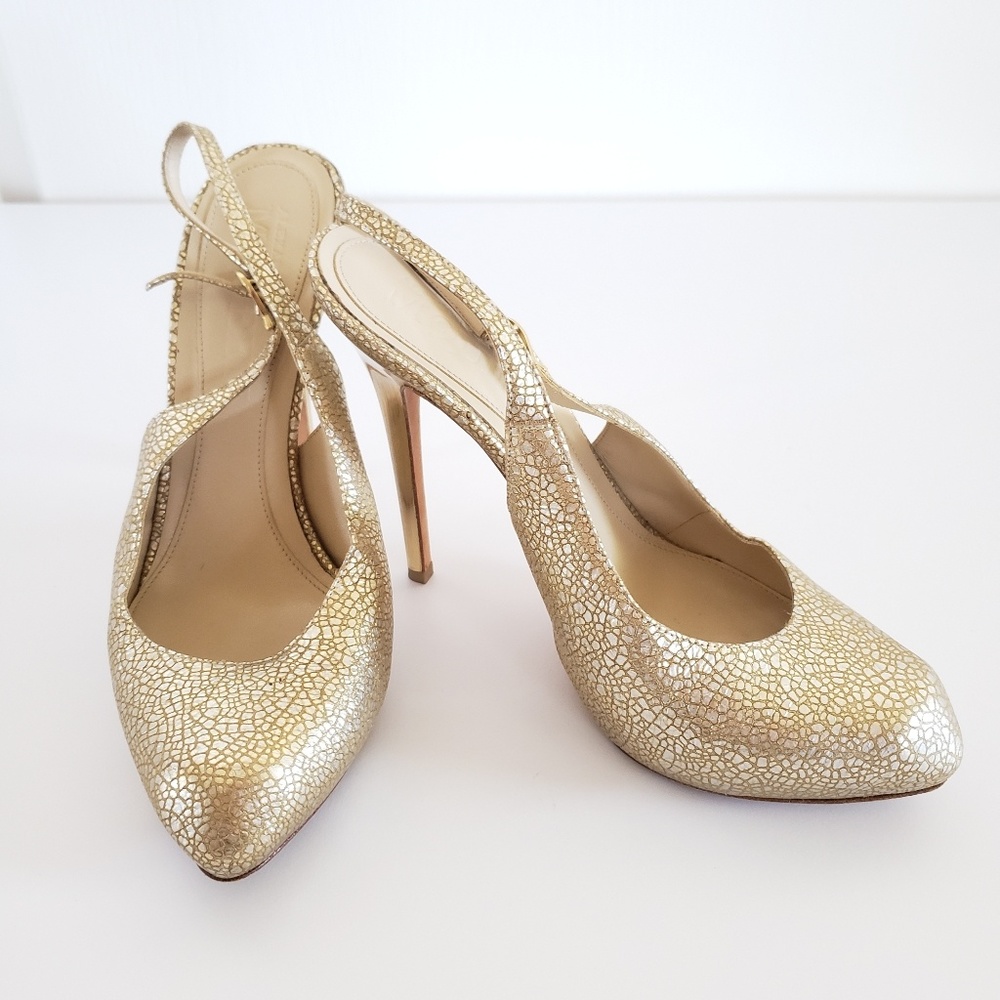 Alexander McQueen Gold Stiletto Slingbacks